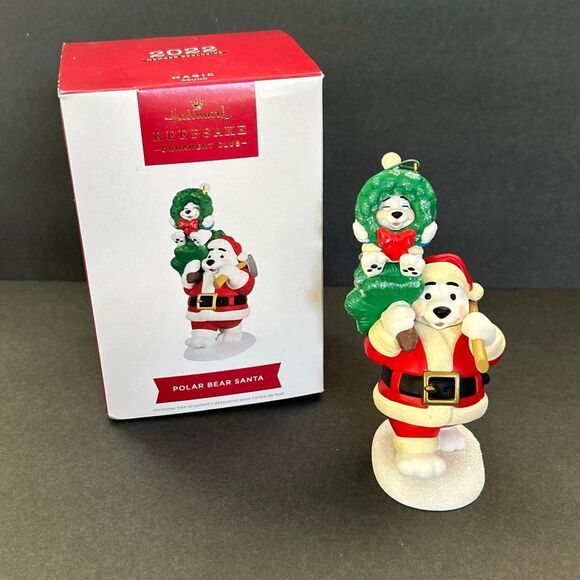 Hallmark Keepsake Ornament Polar Bear Santa 2022 Magic Sound Member Exclusive Cl - Picture 1 of 8
